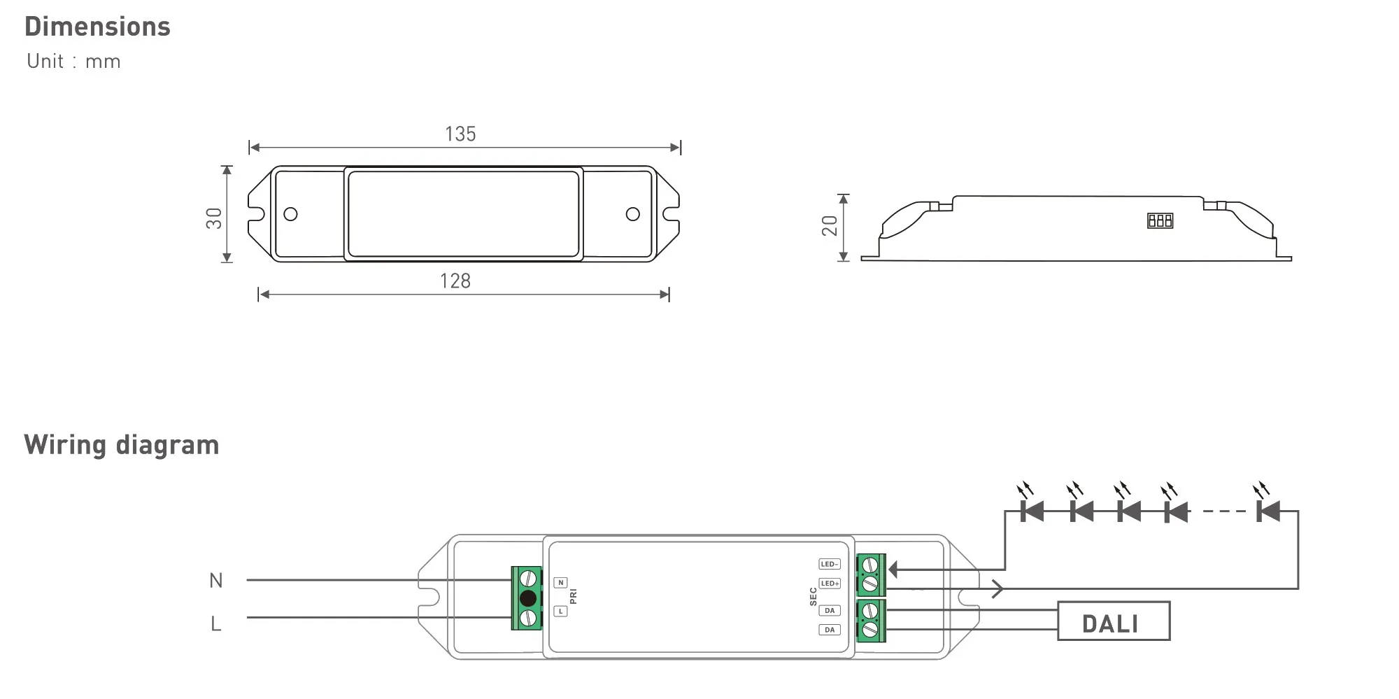 DALI, 0-100% Dim, PWM digital dimming, CC 10W, 350-700mA output, 100-240Vac I/P, Class 2, IP20. SE-10-350-700-W1D  LTECH Dali Constant Current